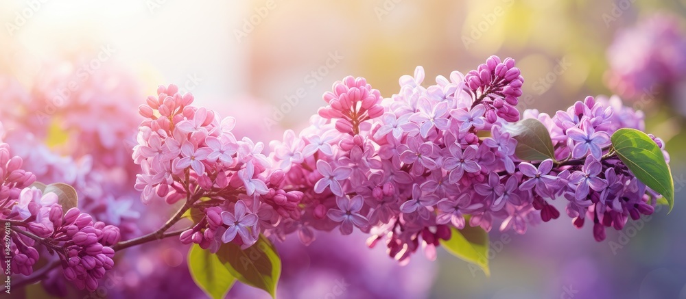 Leinwandbilder lilac blossoms blooming in the spring sun with a vibrant purple color and delicate petals, creating 