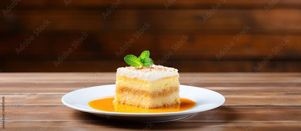Fototapete indulge in a mouthwatering chocolate cake served on a plate with a decadent drizzle of sauce, a temp