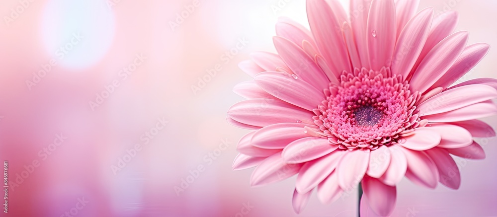 Fototapete delicate pink flower in sharp focus with blurred background, showcasing its beauty. with copy space 