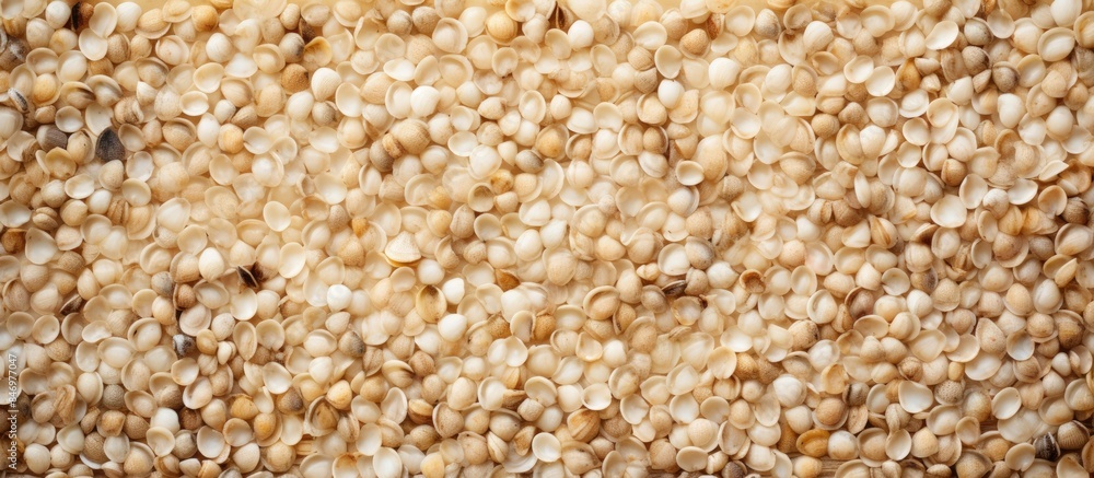Fototapete pile of assorted brown and white seeds captured in detail, showcasing an array of textures and color