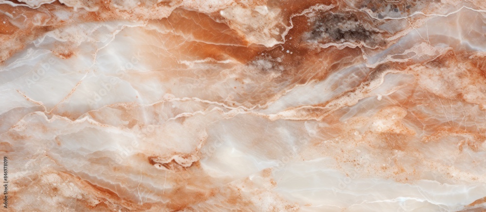 Poster Close-up view of a stunning marble surface displaying a sophisticated brown and white intricate pattern. with copy space image. Place for adding text or design