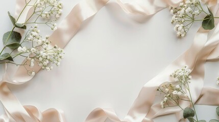 Feminine wedding desktop mockup with babys breath Gypsophila flowers