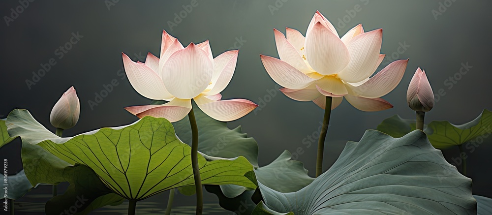 Aufkleber beautiful lotus nelumbo nucifera gaertn nelumbonaceae nelumbo nucifera in full bloom surrounded by l
