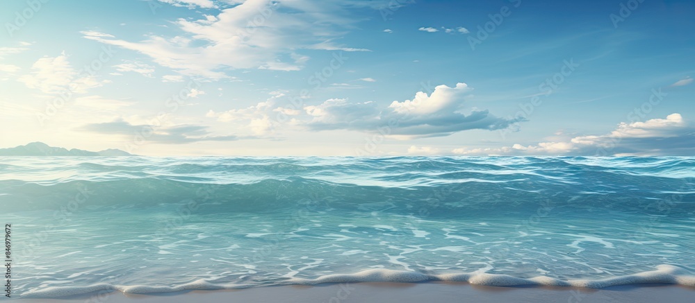 Aufkleber Wave about to touch the sandy shore in a peaceful beach scene. with copy space image. Place for adding text or design