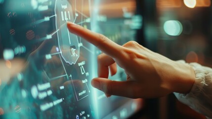 Close-up: Fingers tapping on the screen, showing interactive exercises and pronunciation feedback.