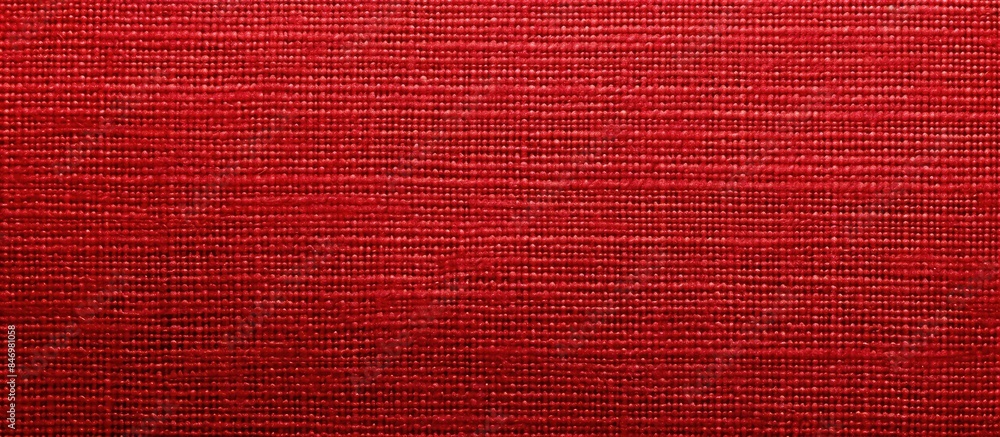 Aufkleber Detailed close-up view of a textured red fabric background, showcasing its intricate patterns and weave. with copy space image. Place for adding text or design