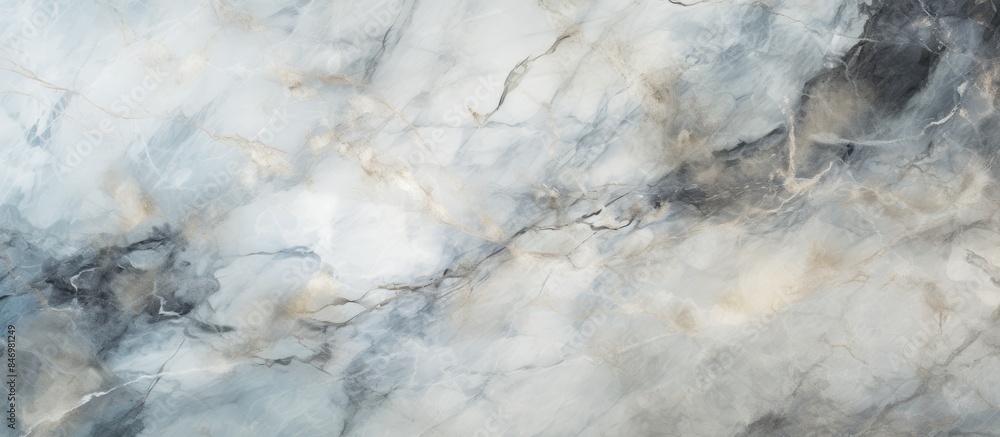 Aufkleber Detailed view of a painting depicting a black and white marble surface, capturing the intricate texture and shades. with copy space image. Place for adding text or design