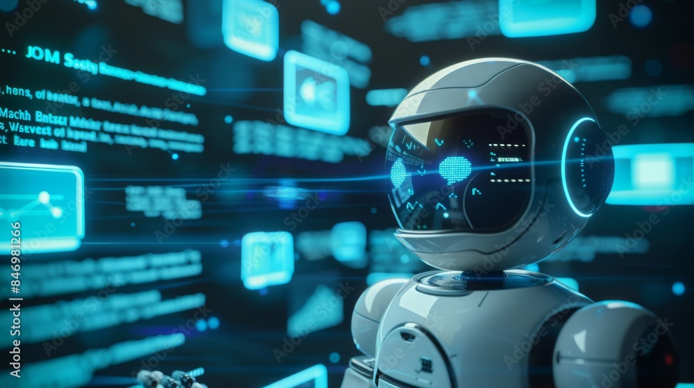 Poster close-up: the chatbot interface, showing text bubbles or virtual tutor animations.