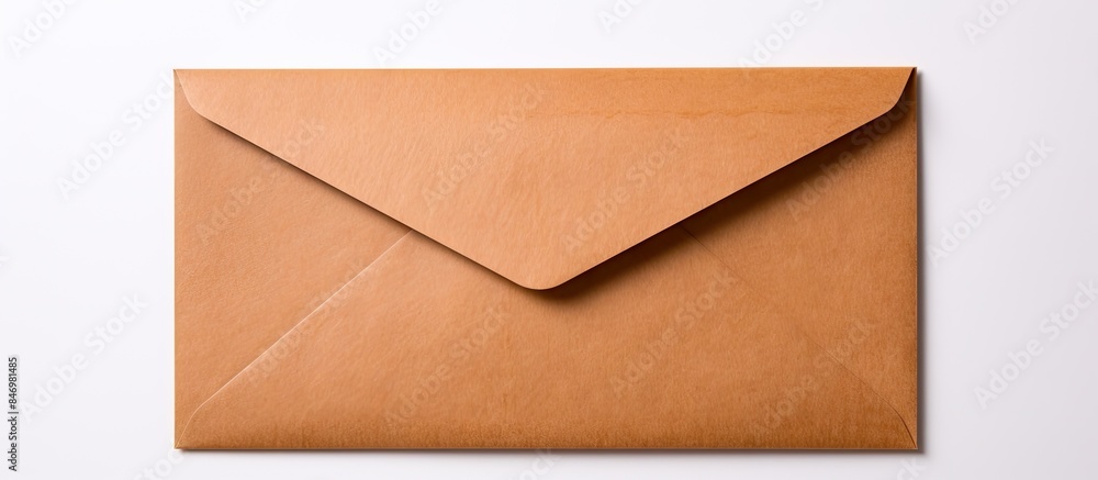 Leinwandbilder An envelope containing a piece of brown paper, presented in a square shape against a plain white background. with copy space image. Place for adding text or design