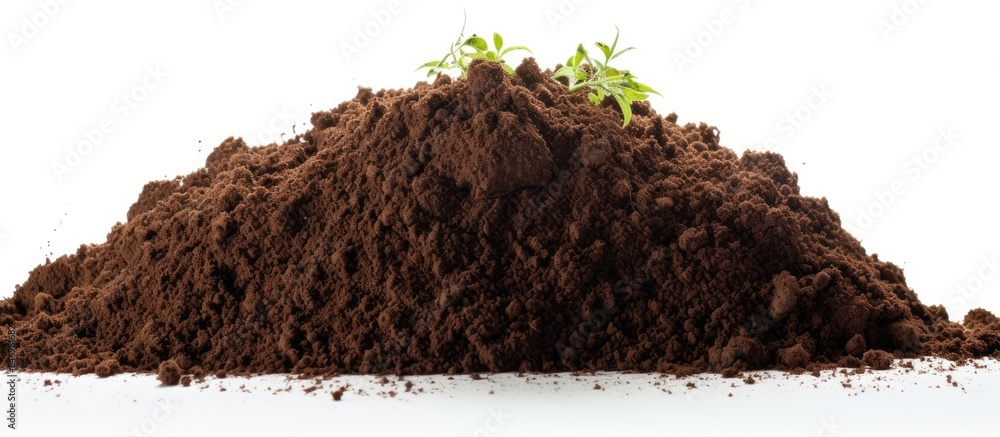 Aufkleber a tiny green plant emerging from a pile of dirt, displaying the beginnings of growth and life. with 