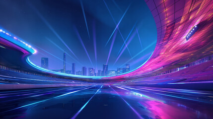 The Football stadium at night with colorful isolation, Illustration