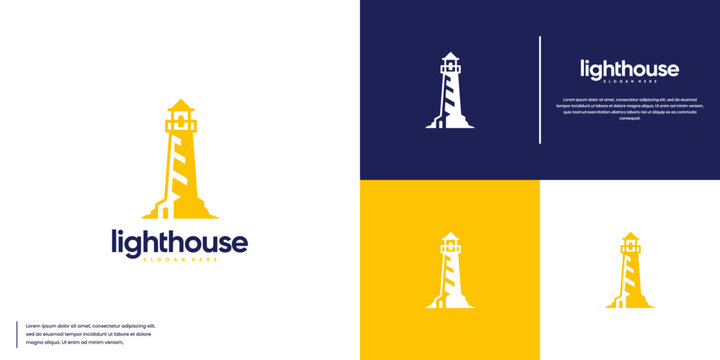 lighthouse logo in simple and clean style, logo graphic design.