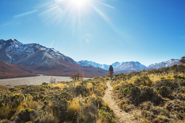 Hike in autumn Patagonia
