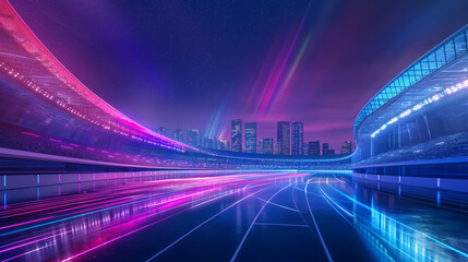 The Football stadium at night with colorful isolation, Illustration