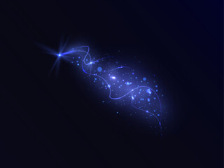 Magic glow PNG. Blue comet light effect with many light effects PNG. Vector