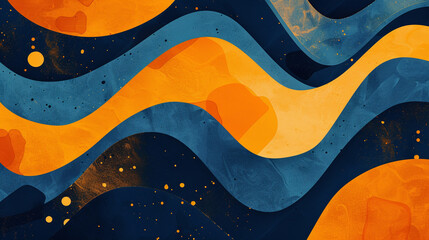Orange and Indigo retro groovy background presentation design