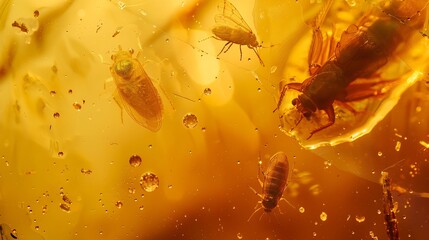 Baltic fossil amber with insects : Generative AI