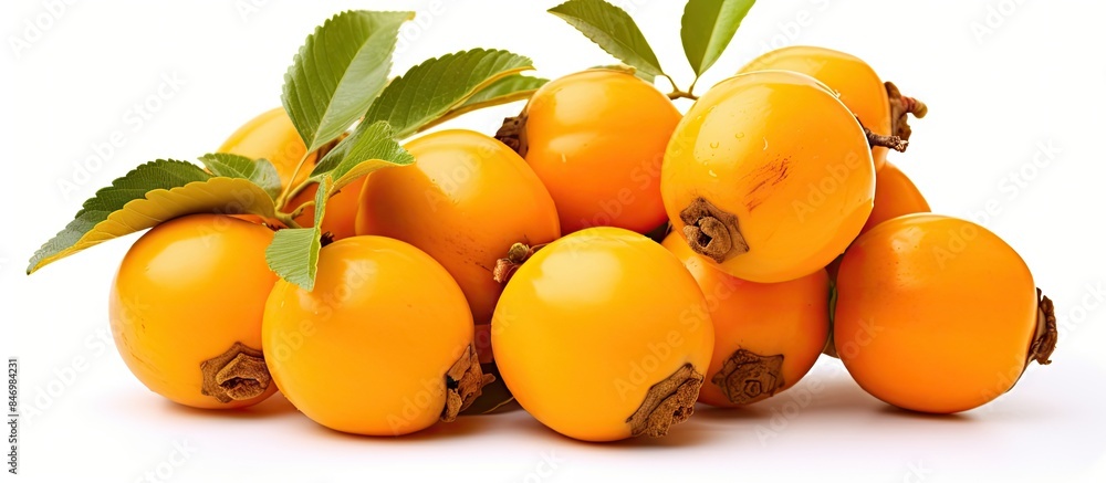 Aufkleber Various fruits displayed on a plain white surface with a focus on their different shapes and colors. with copy space image. Place for adding text or design