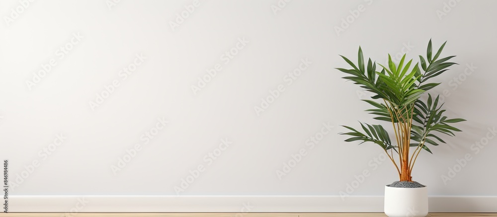 Leinwandbilder a white planter with a healthy plant placed on a wooden floor adding freshness to the home environme