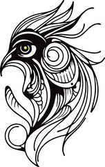 Majestic Bird Line Art illustrative