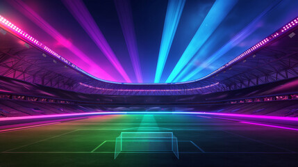 The Football stadium at night with colorful isolation, Illustration