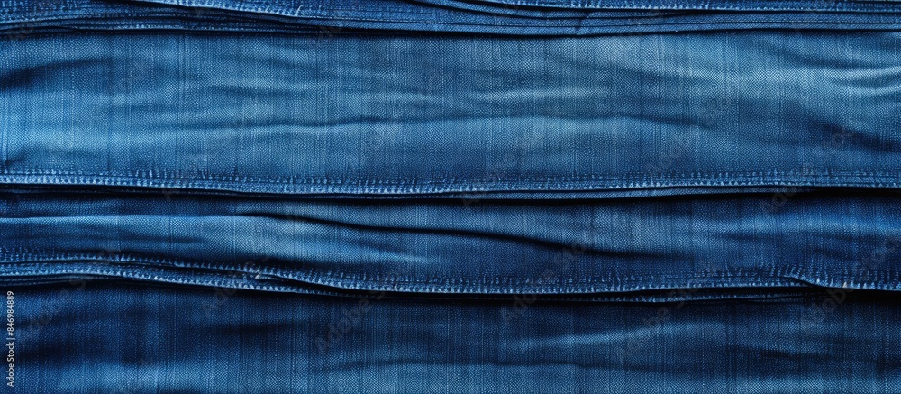 Aufkleber Various shades of blue denim jeans piled on top of each other creating a stack. Close-up view showcasing the texture of jeans fabric background. with copy space image. Place for adding text or design