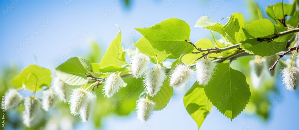 Aufkleber abundant green leaves adorning a tree set against a vibrant blue sky, capturing the essence of natur