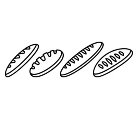 baguette bread icon symbol vector design simple line black white flat illustration sets