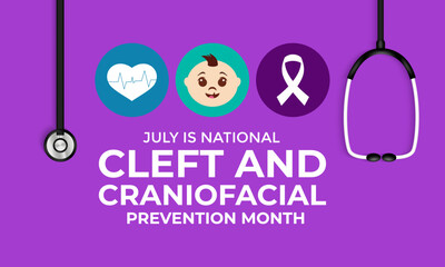 National Cleft and Craniofacial awareness and prevention month is observed every year in July. Banner poster, flyer and background design. vector illustration