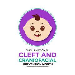 National Cleft and Craniofacial awareness and prevention month is observed every year in July. Banner poster, flyer and background design. vector illustration
