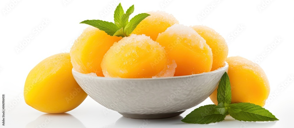 Poster close-up view of a variety of fruits in a bowl with a focus on vibrant lemons. with copy space image
