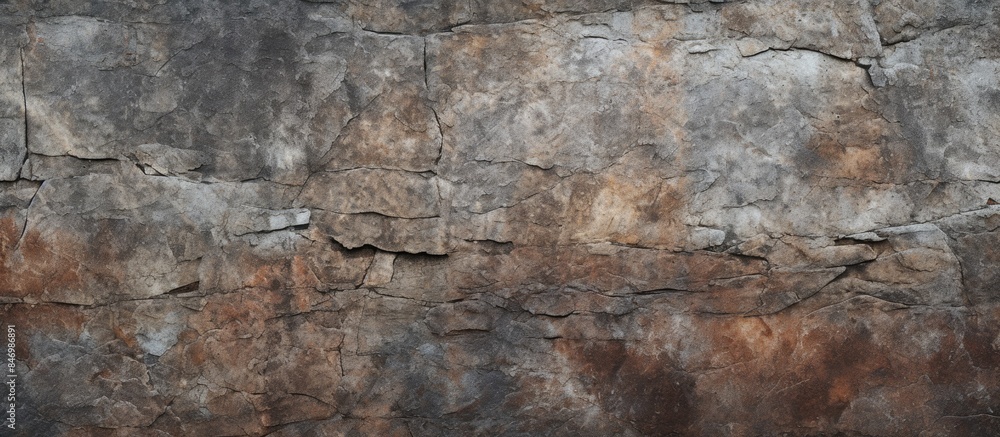 Poster A tiny bird resting on a rough rock surface, blending with the natural rugged textures of the wall. with copy space image. Place for adding text or design