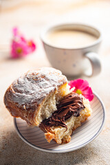 sweet bun chocolate spread fresh cooking appetizer meal food snack on the table copy space food background rustic top view