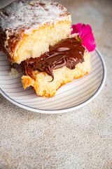 sweet bun chocolate spread fresh cooking appetizer meal food snack on the table copy space food background rustic top view