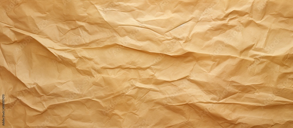 Poster The textured appearance of a crumpled brown paper creating an abstract and rough background. with copy space image. Place for adding text or design