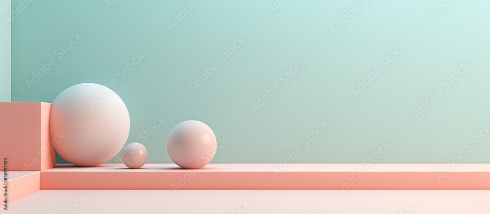 Poster Three eggs placed on a shelf in front of a vibrant green wall, creating a simple yet attractive display. with copy space image. Place for adding text or design
