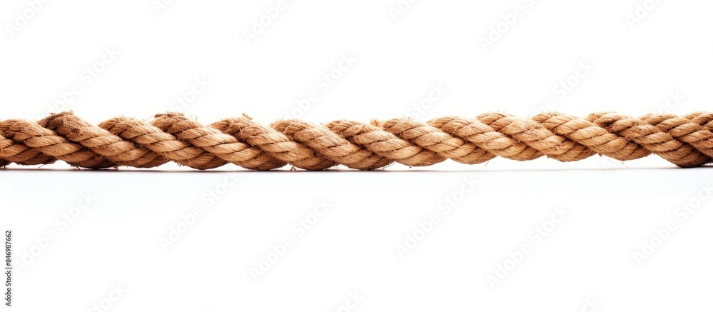 Poster Rope with a secure knot isolated on a clean white background, ideal for nautical concepts or design elements. with copy space image. Place for adding text or design