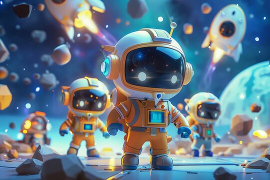 adventure of cute spacemen background