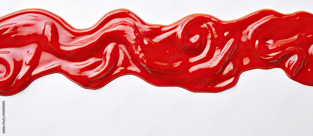 Leinwandbilder A stream of vivid red liquid flowing down a clean white surface. with copy space image. Place for adding text or design