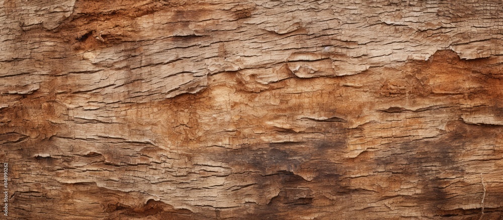 Poster Close-up view of the coarse and textured surface of a tree trunk, showcasing its natural roughness and details. with copy space image. Place for adding text or design