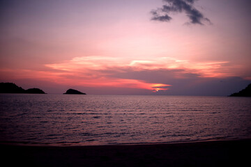 the beach. the sea.sunset. sand.Thailand. Koh chang Island .shot with a retro lens. selective...