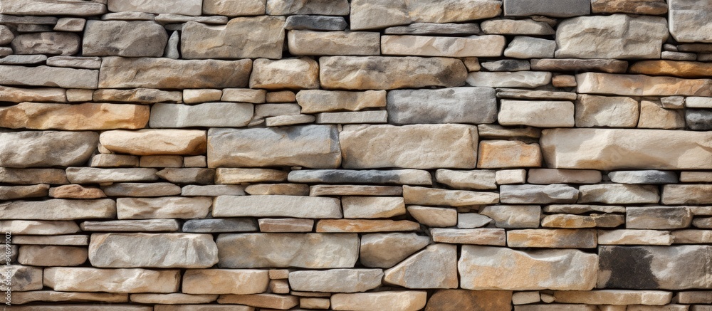 Aufkleber stone wall featuring a central fire hydrant, blending natural elements with man-made cement finishin