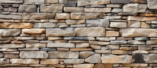 Stone wall featuring a central fire hydrant, blending natural elements with man-made cement finishing for a seamless look. with copy space image. Place for adding text or design
