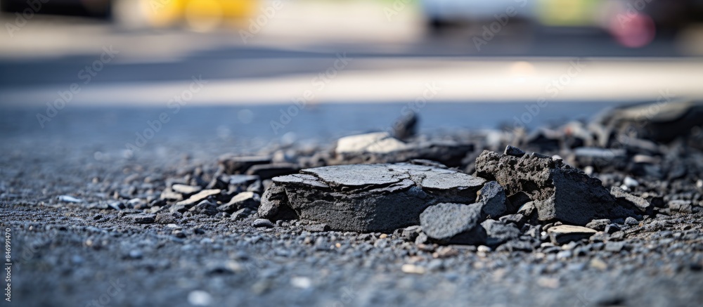 Poster a truck with a large wheel and treaded tire is driving along a dusty dirt road next to a burning fir