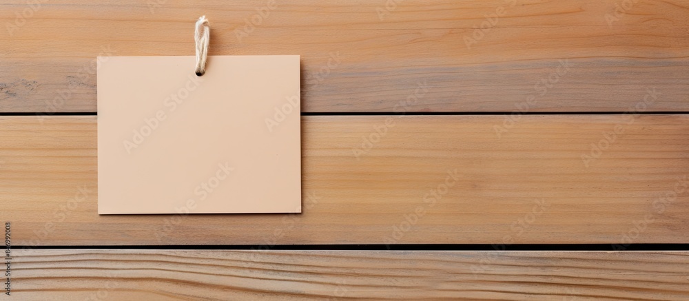 Poster a small paper reminder sticker is attached to a textured wooden board in a close-up shot. with copy 
