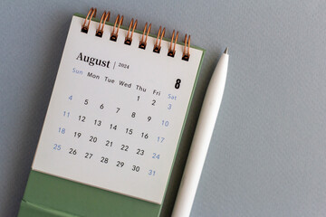 Desk calendar for August 2024. Calendar for planning and managing each date.