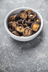 shiitake mushroom dried food meal on the table copy space food background rustic top view