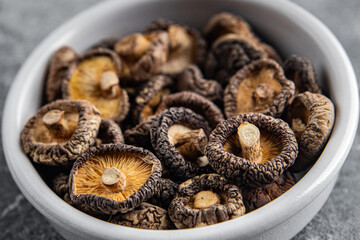 shiitake mushroom dried food meal on the table copy space food background rustic top view