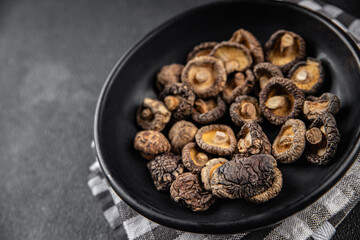 shiitake mushroom dried food meal on the table copy space food background rustic top view