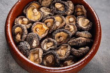 shiitake mushroom dried food meal on the table copy space food background rustic top view